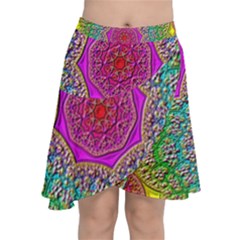 Mandala Tile Background Geometric Chiffon Wrap Front Skirt by Simbadda