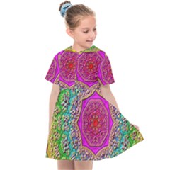 Mandala Tile Background Geometric Kids  Sailor Dress by Simbadda