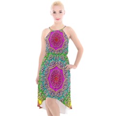 Mandala Tile Background Geometric High-low Halter Chiffon Dress 