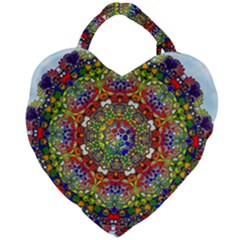 Mandala Pattern Ornaments Structure Giant Heart Shaped Tote by Simbadda