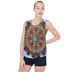 Mandala Pattern Ornaments Structure Bubble Hem Chiffon Tank Top by Simbadda