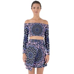 Background Kaleidoscope Abstract Off Shoulder Top With Skirt Set by Simbadda