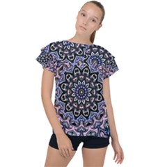 Background Kaleidoscope Abstract Ruffle Collar Chiffon Blouse