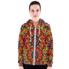 Fractal Mandala Flowers Women s Zipper Hoodie by Simbadda