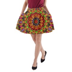 Fractal Mandala Flowers A-line Pocket Skirt by Simbadda