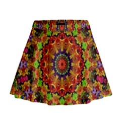 Fractal Mandala Flowers Mini Flare Skirt by Simbadda