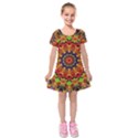 Fractal Mandala Flowers Kids  Short Sleeve Velvet Dress View1