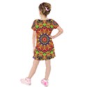 Fractal Mandala Flowers Kids  Short Sleeve Velvet Dress View2