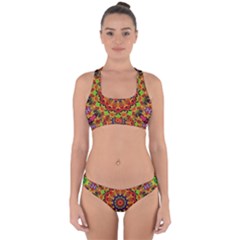 Fractal Mandala Flowers Cross Back Hipster Bikini Set by Simbadda