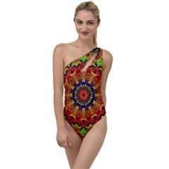 Fractal Mandala Flowers To One Side Swimsuit