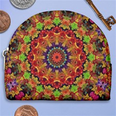 Fractal Mandala Flowers Horseshoe Style Canvas Pouch