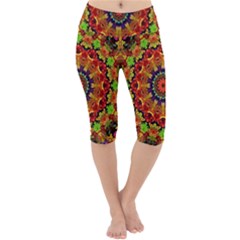 Fractal Mandala Flowers Lightweight Velour Cropped Yoga Leggings