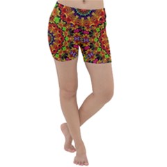 Fractal Mandala Flowers Lightweight Velour Yoga Shorts