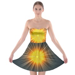 Background Mandala Sun Rays Strapless Bra Top Dress by Simbadda