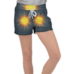 Background Mandala Sun Rays Women s Velour Lounge Shorts