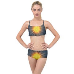 Background Mandala Sun Rays Layered Top Bikini Set