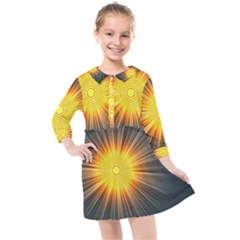 Background Mandala Sun Rays Kids  Quarter Sleeve Shirt Dress