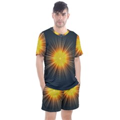 Background Mandala Sun Rays Men s Mesh Tee And Shorts Set