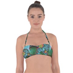 Fractal Art Colorful Pattern Halter Bandeau Bikini Top by Simbadda