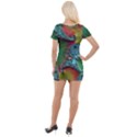 Fractal Art Colorful Pattern Short Sleeve Asymmetric Mini Dress View2