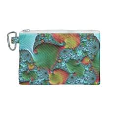 Fractal Art Colorful Pattern Canvas Cosmetic Bag (medium) by Simbadda