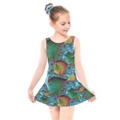 Fractal Art Colorful Pattern Kids  Skater Dress Swimsuit