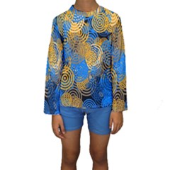 Circle Rings Abstract Optics Kids  Long Sleeve Swimwear by Simbadda