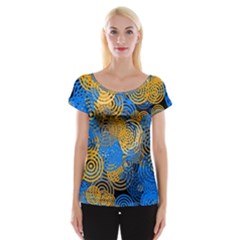 Circle Rings Abstract Optics Cap Sleeve Top by Simbadda