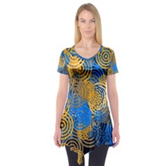 Circle Rings Abstract Optics Short Sleeve Tunic  by Simbadda