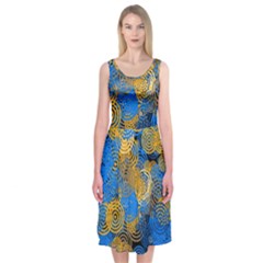 Circle Rings Abstract Optics Midi Sleeveless Dress by Simbadda