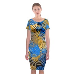 Circle Rings Abstract Optics Classic Short Sleeve Midi Dress by Simbadda