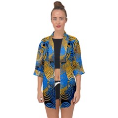 Circle Rings Abstract Optics Open Front Chiffon Kimono by Simbadda