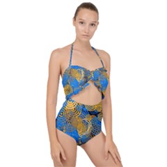 Circle Rings Abstract Optics Scallop Top Cut Out Swimsuit by Simbadda