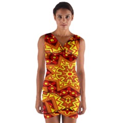 Kaleidoscope Mandala Recreation Wrap Front Bodycon Dress by Simbadda