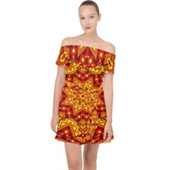 Kaleidoscope Mandala Recreation Off Shoulder Chiffon Dress