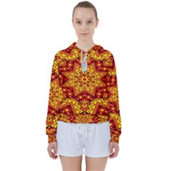 Kaleidoscope Mandala Recreation Women s Tie Up Sweat by Simbadda