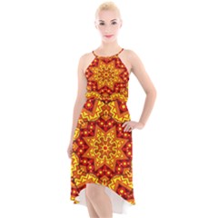 Kaleidoscope Mandala Recreation High-low Halter Chiffon Dress  by Simbadda