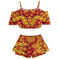 Kaleidoscope Mandala Recreation Kids  Off Shoulder Skirt Bikini