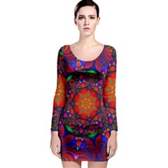 Kaleidoscope Mandala Pattern Long Sleeve Bodycon Dress