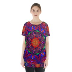 Kaleidoscope Mandala Pattern Skirt Hem Sports Top by Simbadda