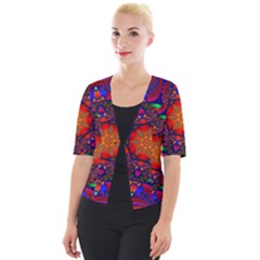 Kaleidoscope Mandala Pattern Cropped Button Cardigan