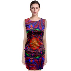 Kaleidoscope Mandala Pattern Sleeveless Velvet Midi Dress by Simbadda