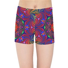 Kaleidoscope Mandala Pattern Kids Sports Shorts by Simbadda