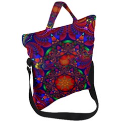 Kaleidoscope Mandala Pattern Fold Over Handle Tote Bag by Simbadda