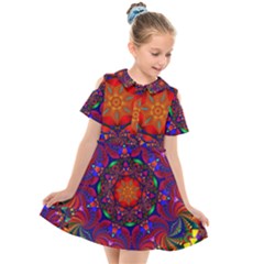 Kaleidoscope Mandala Pattern Kids  Short Sleeve Shirt Dress