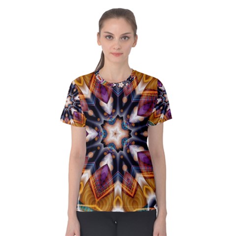 Kaleidoscope Pattern Kaleydograf Women s Cotton Tee by Simbadda