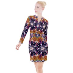 Kaleidoscope Pattern Kaleydograf Button Long Sleeve Dress