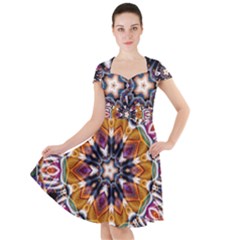 Kaleidoscope Pattern Kaleydograf Cap Sleeve Midi Dress