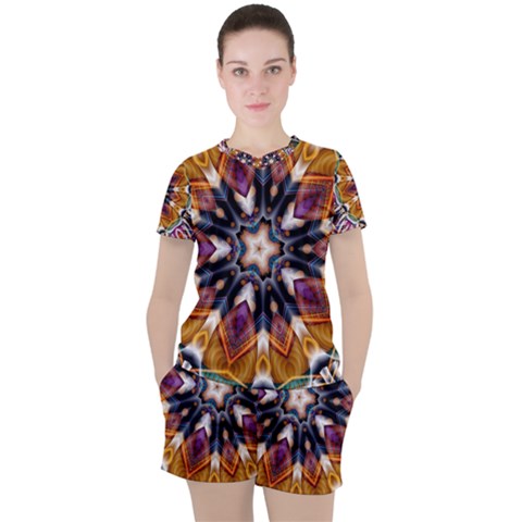 Kaleidoscope Pattern Kaleydograf Women s Tee And Shorts Set by Simbadda