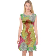 Fractal Artwork Fractal Artwork Capsleeve Midi Dress by Simbadda